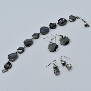 Sparkly Faceted Rainbow Cut Glass and Sterling Necklace Earrings